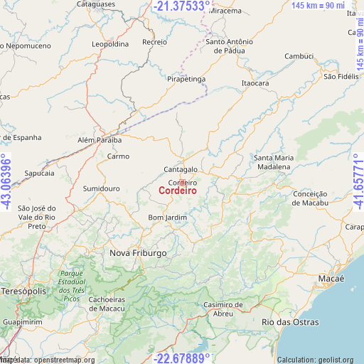 Cordeiro on map