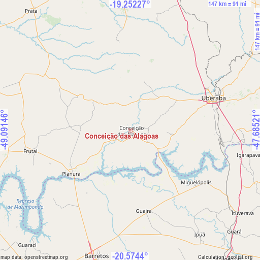 Conceição das Alagoas on map