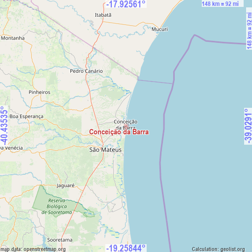Conceição da Barra on map