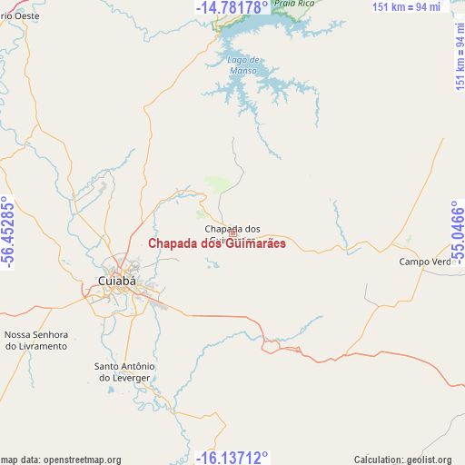 Chapada dos Guimarães on map