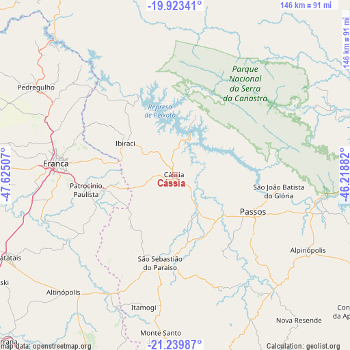 Cássia on map