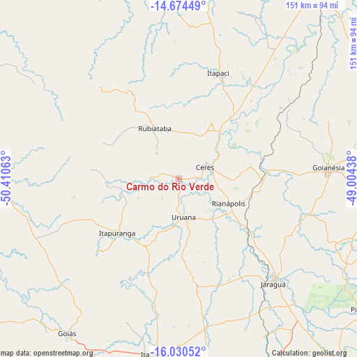 Carmo do Rio Verde on map