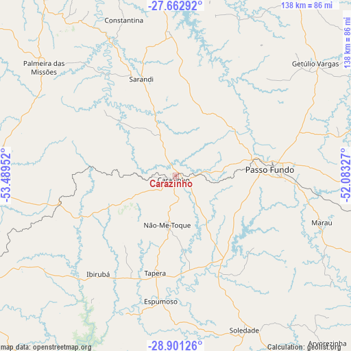 Carazinho on map