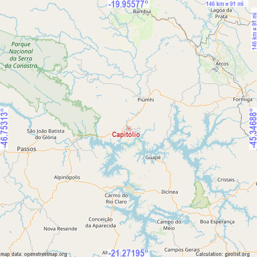 Capitólio on map