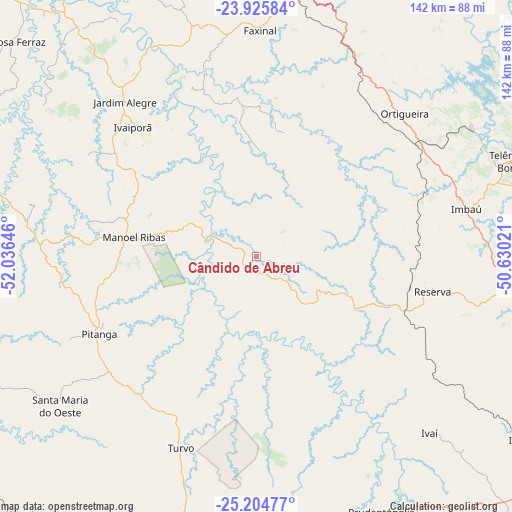 Cândido de Abreu on map