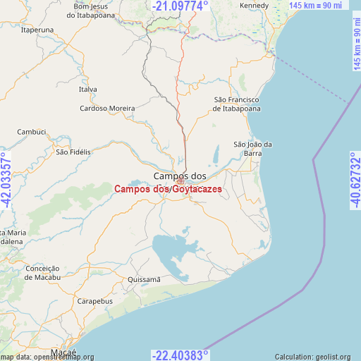Campos dos Goytacazes on map