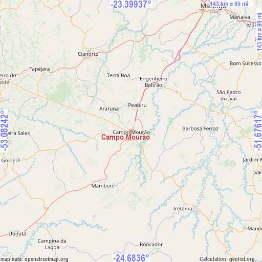 Campo Mourão on map