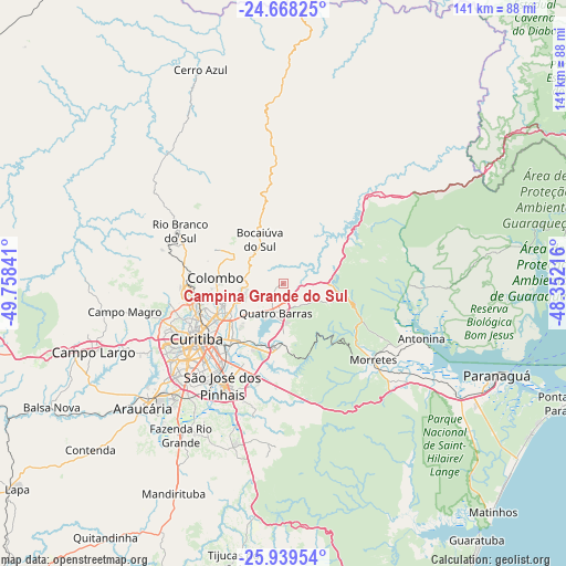 Campina Grande do Sul on map
