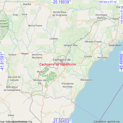 Cachoeiro de Itapemirim on map