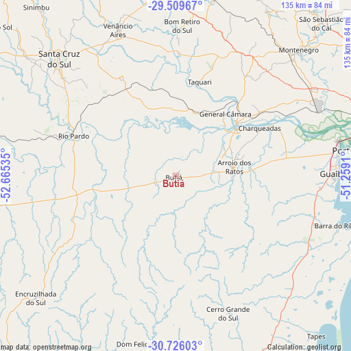 Butiá on map