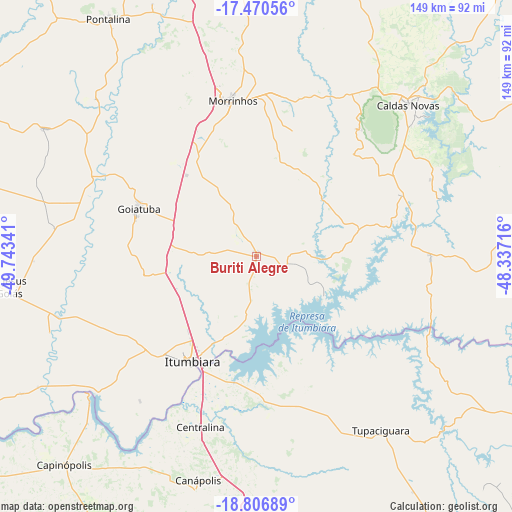 Buriti Alegre on map