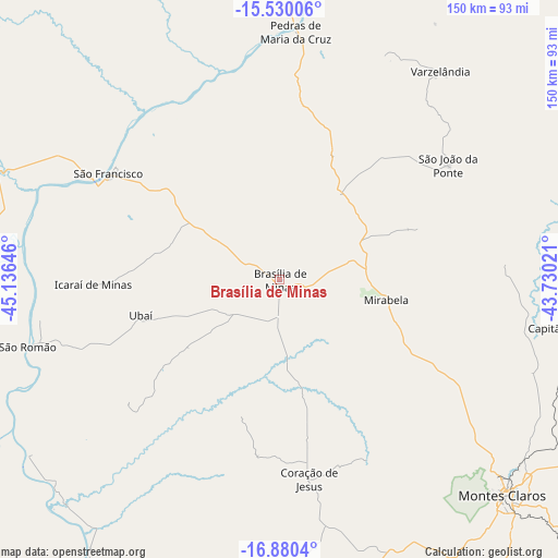 Brasília de Minas on map