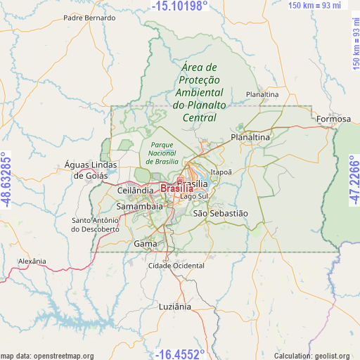 Brasília on map