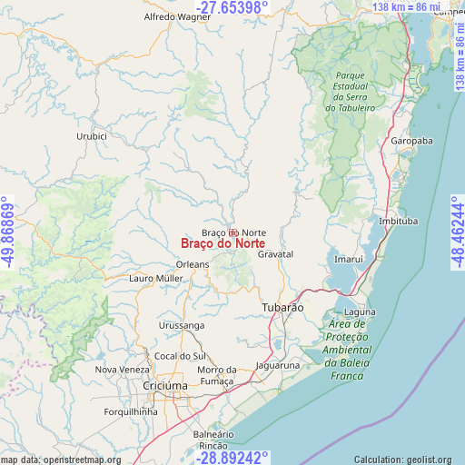 Braço do Norte on map