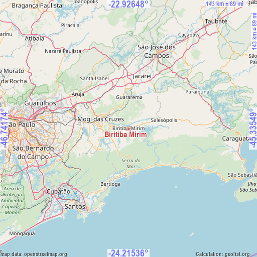 Biritiba Mirim on map