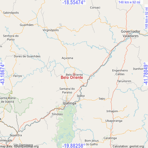Belo Oriente on map