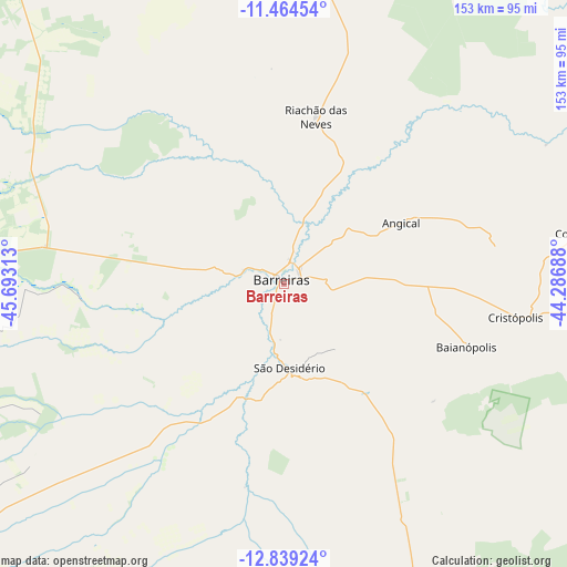 Barreiras on map