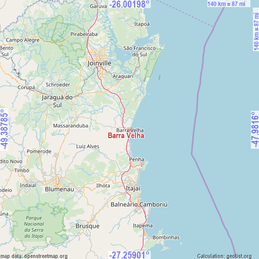 Barra Velha on map