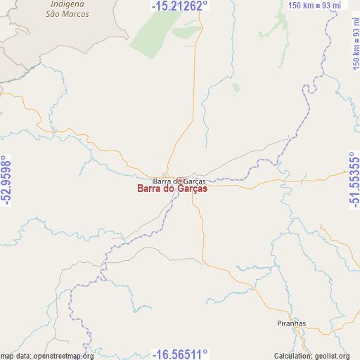 Barra do Garças on map