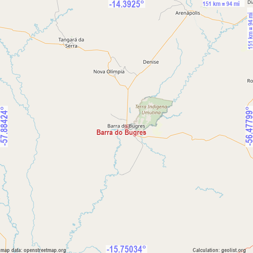 Barra do Bugres on map