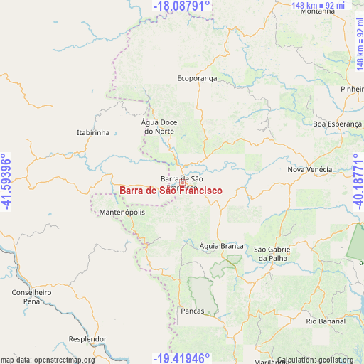 Barra de São Francisco on map