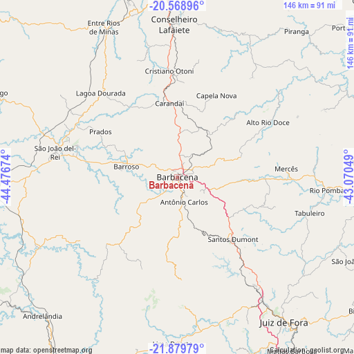 Barbacena on map