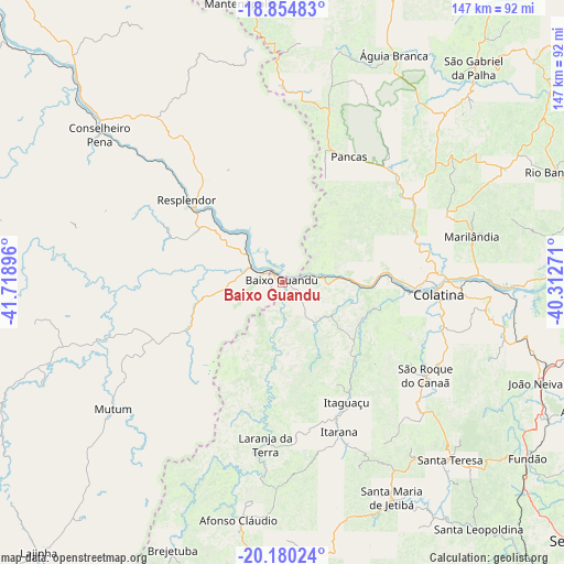 Baixo Guandu on map