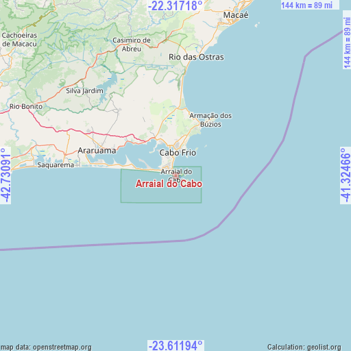 Arraial do Cabo on map
