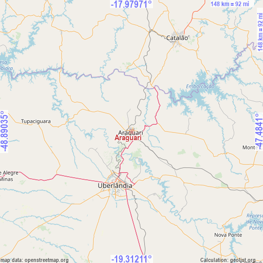 Araguari on map