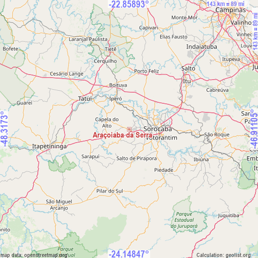 Araçoiaba da Serra on map