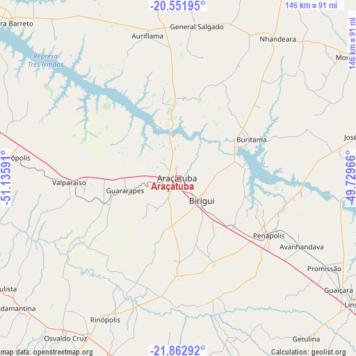 Araçatuba on map