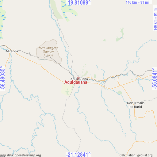 Aquidauana on map