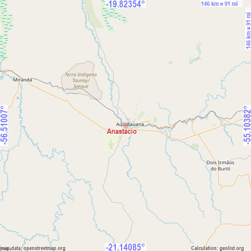 Anastácio on map