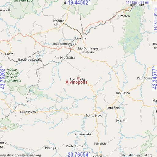 Alvinópolis on map