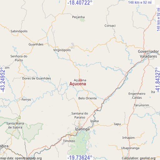 Açucena on map