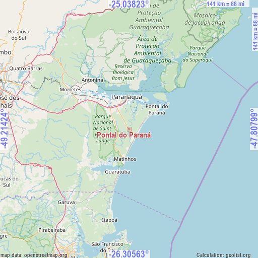 Pontal do Paraná on map