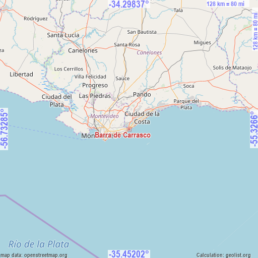Barra de Carrasco on map
