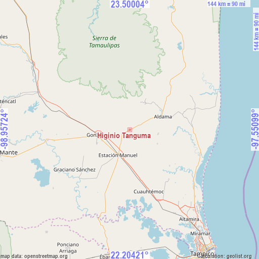Higinio Tanguma on map