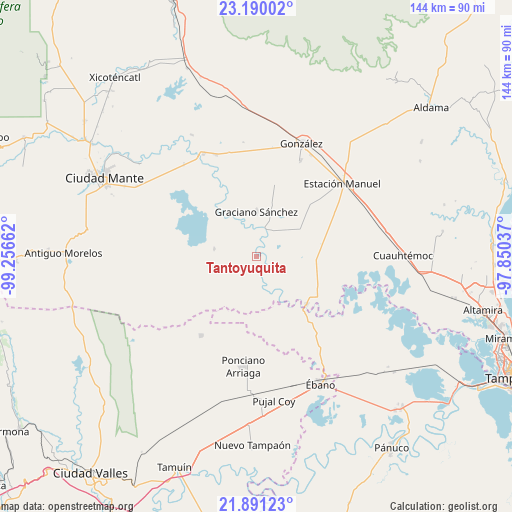 Tantoyuquita on map