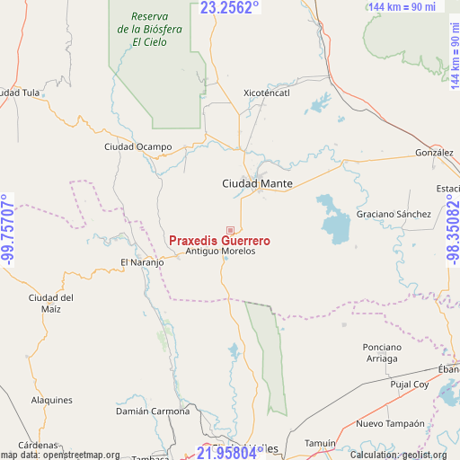 Praxedis Guerrero on map