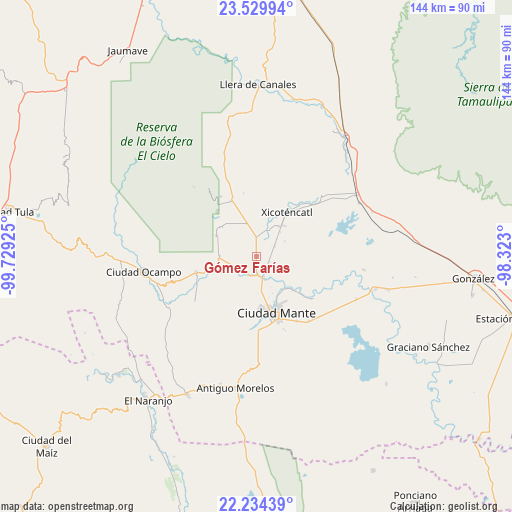 Gómez Farías on map