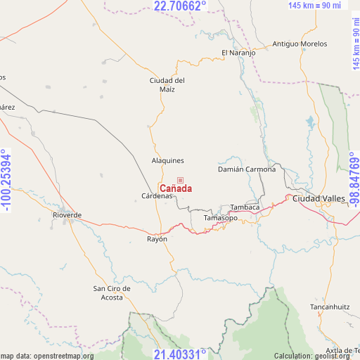 Cañada on map