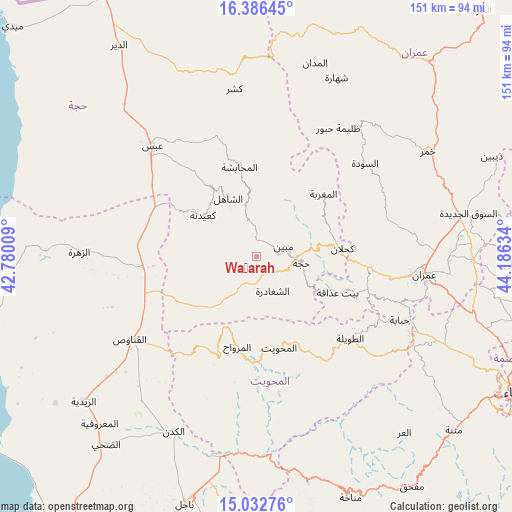 Waḑarah on map