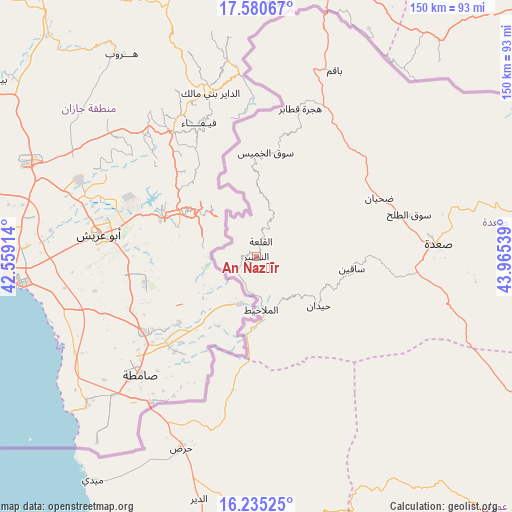 An Naz̧īr on map