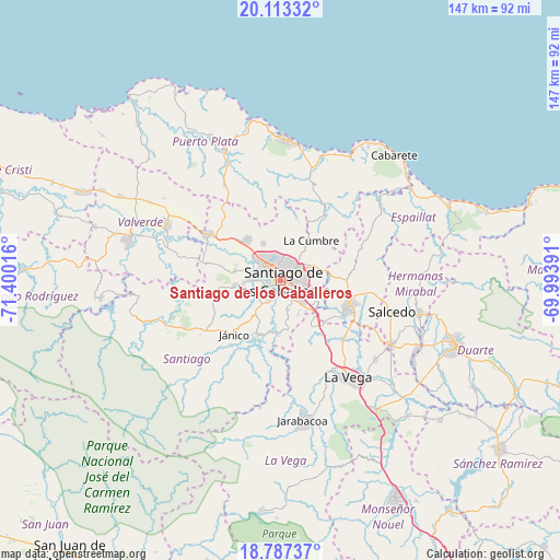 Santiago de los Caballeros on map