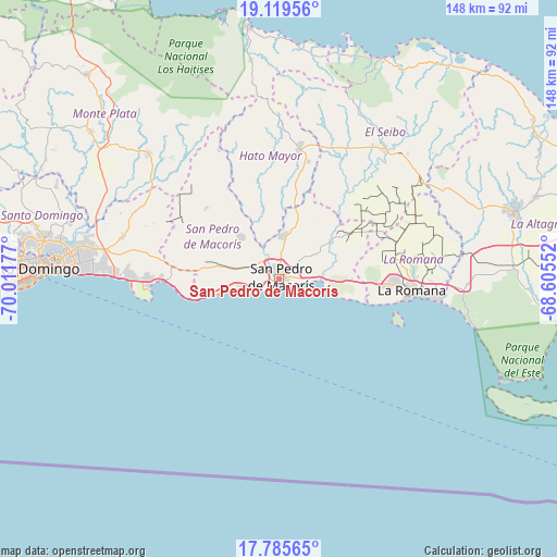 San Pedro de Macorís on map