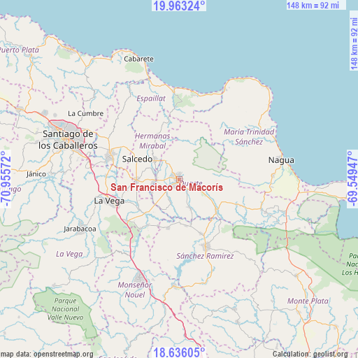 San Francisco de Macorís on map