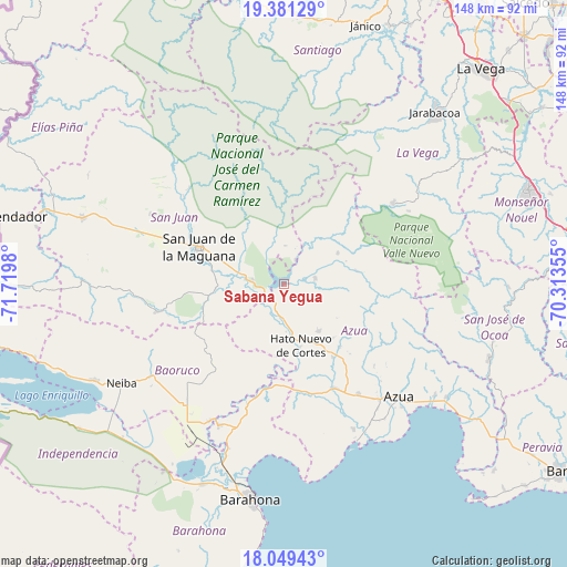 Sabana Yegua on map