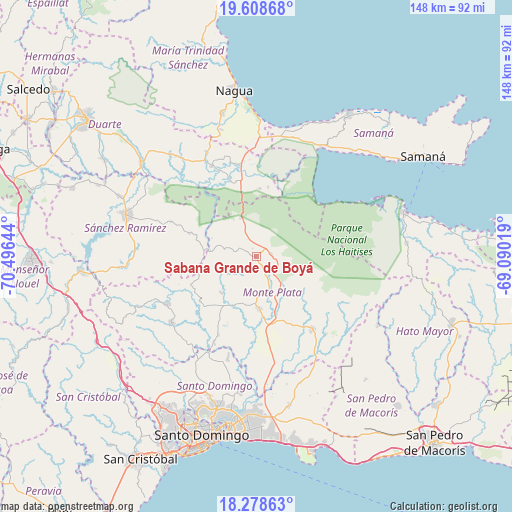 Sabana Grande de Boyá on map