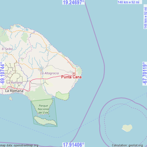 Punta Cana on map